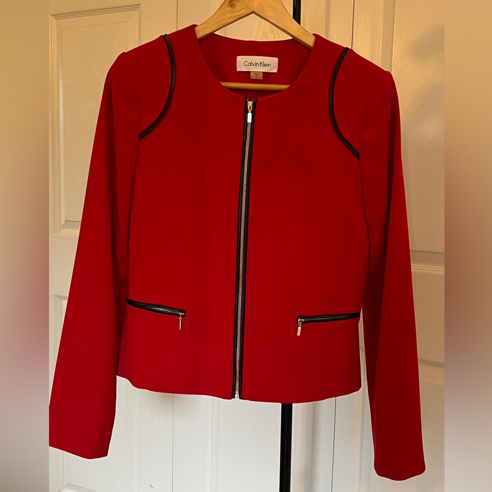 Red Calvin Klein blazer, size 6
